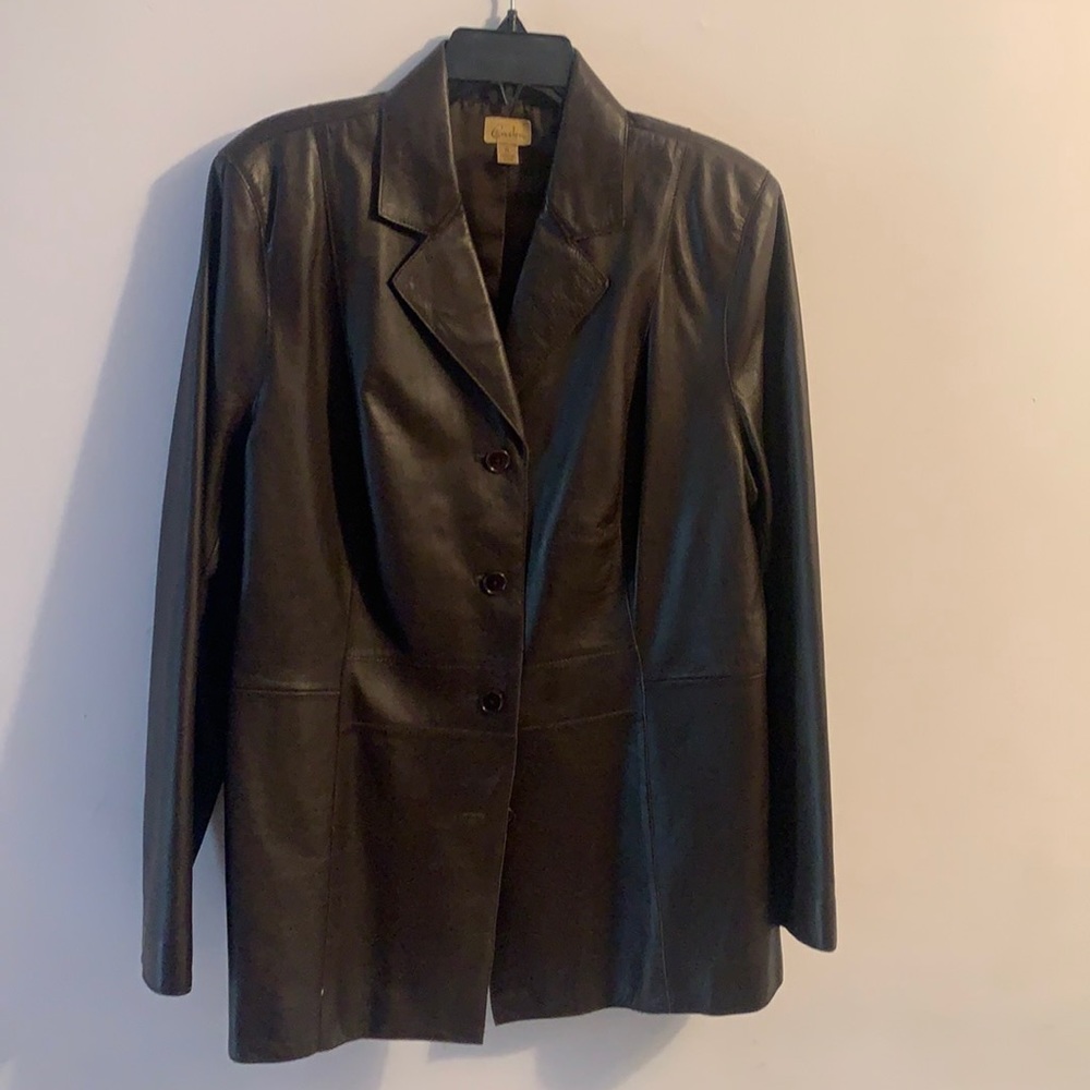 brown leather jacket